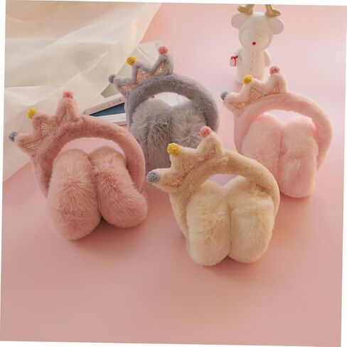 Ciieeo Thick Faux Rabbit Fur Earmuffs, Soft Outdoor Warm Ear Covers for Boys and, Pink Plush Ear Muffs with Random Pom-pom Color Random Color in Saudi Arabia