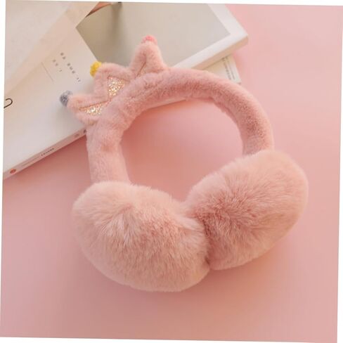 Ciieeo Thick Faux Rabbit Fur Earmuffs, Soft Outdoor Warm Ear Covers for Boys and, Pink Plush Ear Muffs with Random Pom-pom Color Random Color in Saudi Arabia