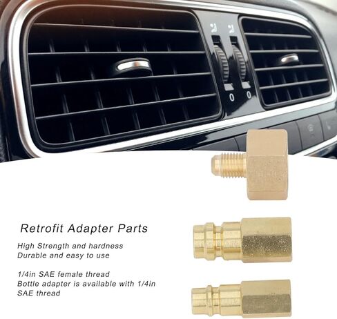 AC Retrofit Fitting Adapter Kit 3pcs R134A Refrigerant Bottle System Adapters 1/4 SAE Female Thread with Copper Construction for Air Conditioning High Low Pressure Conversion in Saudi Arabia