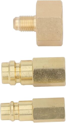 AC Retrofit Fitting Adapter Kit 3pcs R134A Refrigerant Bottle System Adapters 1/4 SAE Female Thread with Copper Construction for Air Conditioning High Low Pressure Conversion in Saudi Arabia