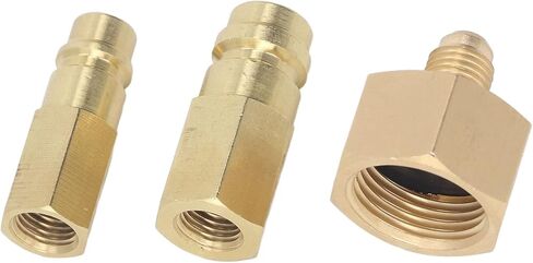 AC Retrofit Fitting Adapter Kit 3pcs R134A Refrigerant Bottle System Adapters 1/4 SAE Female Thread with Copper Construction for Air Conditioning High Low Pressure Conversion in Saudi Arabia