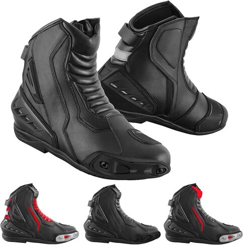 Men’s Motorcycle Boots – Waterproof Leather Biker Riding Shoes with CE Armour, Anti-Slip Sole & Breathable Lining in Saudi Arabia