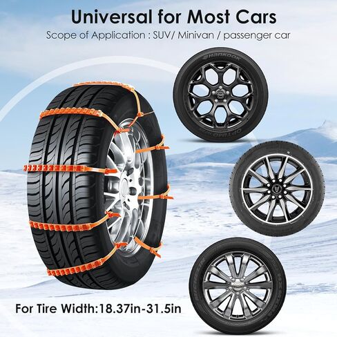 Reusable Snow Tire Chains for Trucks & SUVs - 2025 Upgrade 20 PCS Emergency Anti-Skid Traction Chains, Heavy Duty Plastic Wheel Cables for Winter Driving on Snow/Ice & Muddy Roads in Kuwait