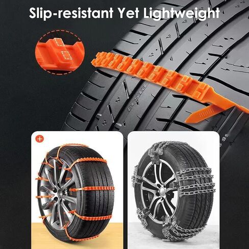 Reusable Snow Tire Chains for Trucks & SUVs - 2025 Upgrade 20 PCS Emergency Anti-Skid Traction Chains, Heavy Duty Plastic Wheel Cables for Winter Driving on Snow/Ice & Muddy Roads in Kuwait