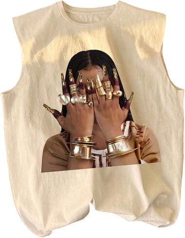 GORGLITTER Men's Cropped Tops T Shirt Y2K Casual Graphic Crew Neck Sleeveless Summer Muscle T Shirts Cropped Shirts in Saudi Arabia