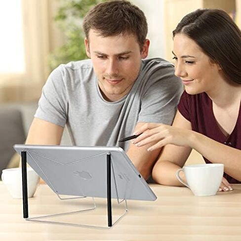 Maitys 2 Pieces Fold-n-Stow Book Stands, Adjustable Portable Reading Stand, Small Metal Music Book Easel Display Holder for Kitchen Countertops(Black) in Kuwait