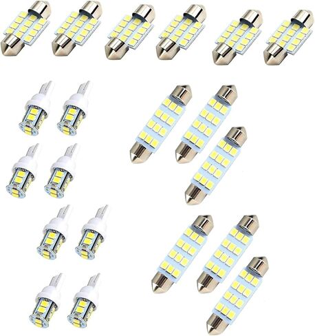 42 PCS Car Interior LED Light Combination Set, T10 31 mm 36 mm 41 mm Auto Reading, License Plate Bulbs, Wide-angle Super Bright Replacement Lamps, Universal for Most Cars (White) in Saudi Arabia