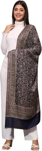 Zamour Kani Woven Stole, Kashmiri Flower Patterns all over, Soft Scarf Wrap for Winter, 30 inches x 80 inches in Saudi Arabia