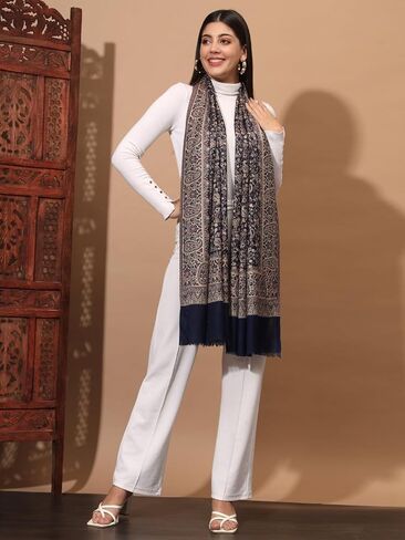 Zamour Kani Woven Stole, Kashmiri Flower Patterns all over, Soft Scarf Wrap for Winter, 30 inches x 80 inches in Saudi Arabia