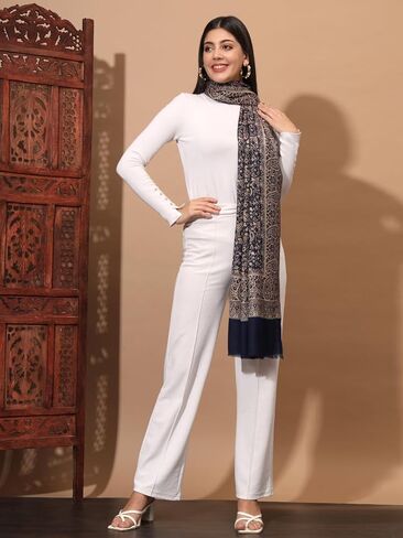 Zamour Kani Woven Stole, Kashmiri Flower Patterns all over, Soft Scarf Wrap for Winter, 30 inches x 80 inches in Saudi Arabia