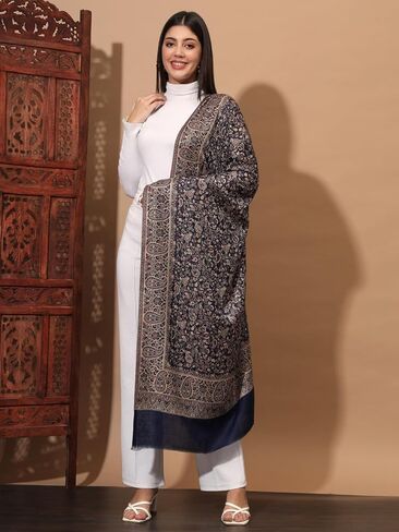 Zamour Kani Woven Stole, Kashmiri Flower Patterns all over, Soft Scarf Wrap for Winter, 30 inches x 80 inches in Saudi Arabia