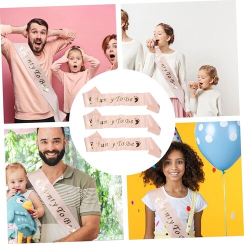 3pcs Ceremonial Belt Shower Shoulder Strap Party Auntie Girl Boy Oh Favors Shower Sash Belt Kit Little Personalized Personalised Its Sash Satin in Saudi Arabia