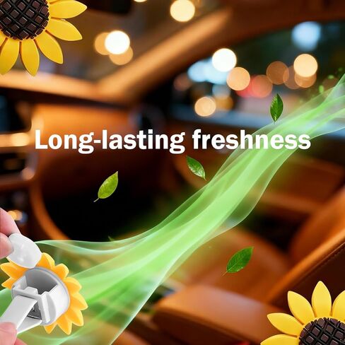 2 PCS Sunflower Car Air Vent Clips, Flower Cute Nature Diffuser Clip, Alloy Anti-rust Vibrant Straight Outlet Ornament, Interior Decoration Accessory for Most Cars (Yellow) in Saudi Arabia