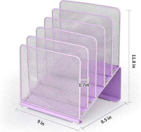 منظم ملفات المكتب، حامل ملفات شبكي معدني عمودي مكون من 5 أقسام، فارز ملفات سطح المكتب لتنظيم الفصول الدراسية المكتبية، أرجواني in Kuwait