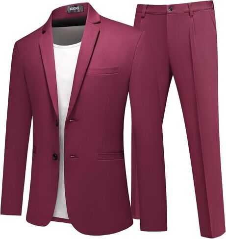 Men's 2 Piece Suit Slim Fit Two Button Solid Blazer and Pants Tuxedo Set for Wedding Business Formal Prom Dinner in Saudi Arabia