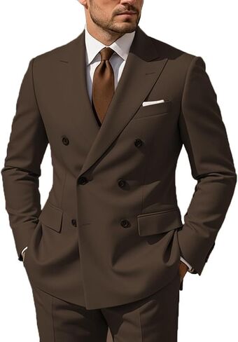 Men's Suit Slim Fit 2 Piece Double Breasted Blazer+Pants Wedding Grooms in Saudi Arabia