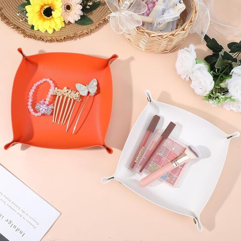 12 Pcs Leather Valet Trays, Key Tray for Women and Men, Leather Jewelry Valet, Portable Tray Organizer for Entryway Desk Organizer for Phone, Keys, Wallet, Earphone, Watch, Coin, 12 Colors in Kuwait