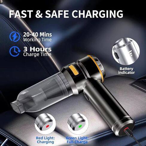 Handheld Cordless Vacuum,Car Vacuum Cleaner,4-in-1 22000PA High Power Portable Rechargeable Vacuum Cleaner with Brushless Motor, Small Handheld Vacuum & Air Blower & Pump-Black in Saudi Arabia