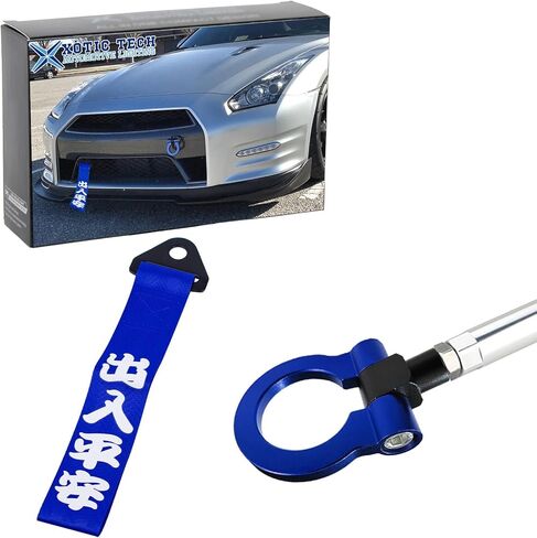 x xotic tech مجموعة سوداء JDM Racing Style مصد أمامي من النايلون مع حزام سحب بشعار صيني من الفولاذ + خطاف سحب من الألومنيوم متوافق مع Infiniti G35 G37 Q60 2008-2015 & Q50 2014-2018 أو Nissan GTR 07-2018 in Saudi Arabia