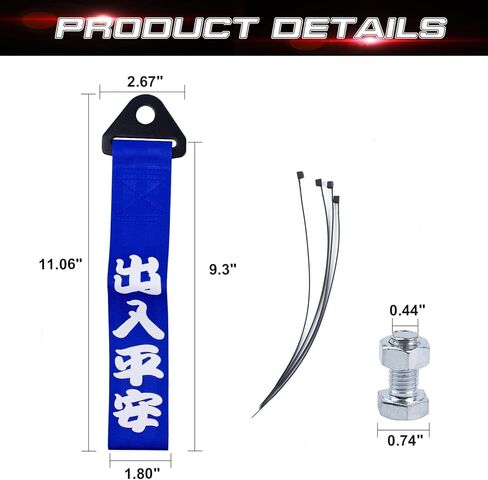 x xotic tech مجموعة سوداء JDM Racing Style مصد أمامي من النايلون مع حزام سحب بشعار صيني من الفولاذ + خطاف سحب من الألومنيوم متوافق مع Infiniti G35 G37 Q60 2008-2015 & Q50 2014-2018 أو Nissan GTR 07-2018 in Saudi Arabia