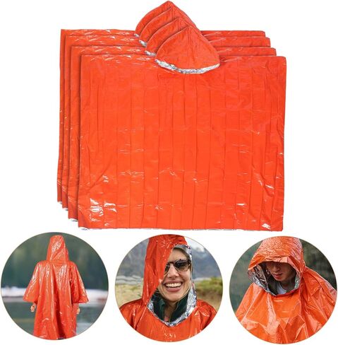 Hemoton 4Pcs Emergency Rain Poncho for Durable Thermal Protection with Hood for Hiking Camping and Survival Use in Saudi Arabia