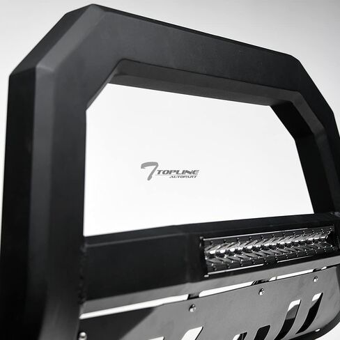 7422438668646 Compatible with 2005-2021 Frontier / 2005-2007 Pathfinder / 2005-2015 Xterra Matte Black AVT Style Aluminum LED Light Bull Bar Guard with Skid Plate in Saudi Arabia
