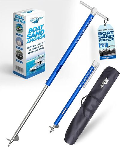 SandShark Ultimate XL 2.0 Boat Anchor. Adjustable Stainless Steel Boat Anchors. Shallow Water Anchor Pole for Beach, Sandbar, w/Case Over 5' Tall in Kuwait