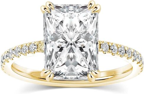 4.5 Carat Radiant Cut Lab Created Moissanite Engagement Ring for Women, D Color VVS1 Sterling Silver Promise Ring with Pavé Band in Kuwait