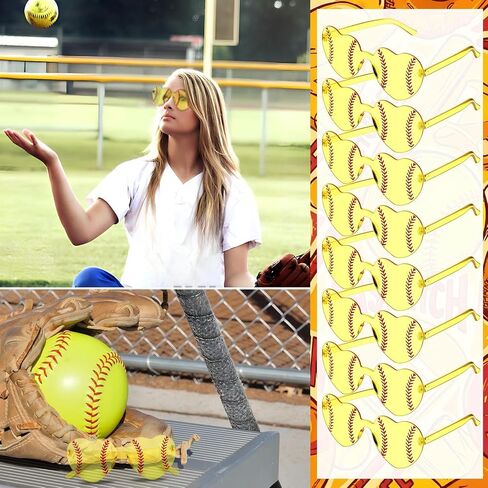 20 مجموعة من هدايا نظارات البيسبول مع بطاقة I Love Softball نظارات على شكل قلب باللونين الأصفر والأحمر in Kuwait