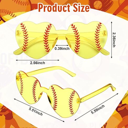 20 مجموعة من هدايا نظارات البيسبول مع بطاقة I Love Softball نظارات على شكل قلب باللونين الأصفر والأحمر in Kuwait