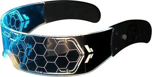 نظارات DOUBE Cyberpunk LED بإضاءة LED، 7 ألوان و4 أوضاع تتوهج في الظلام من الأكريليك لحفلات الهالوين التنكرية in Kuwait