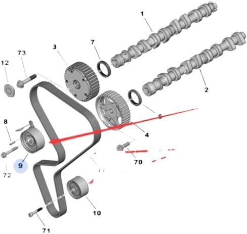 Timing Tension Roller Idler Roller for Notched Timing Belt Compatible with 301 307 308 408 206 207 and C2 - Replaces 0829C8 083062 9829304780 in Kuwait