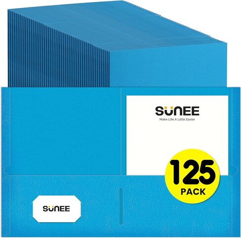 SUNEE Folders with Pockets(125 Pack, Blue), 2 Pocket Folders Fit Letter Size Paper, Paper File Folder for School Office Home Business in Saudi Arabia