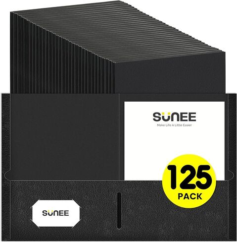 مجلدات SUNEE مع جيوب (125 حزمة، أزرق)، 2 مجلدات جيب تناسب ورق بحجم الحروف، مجلد ملفات ورقية للمدرسة والمكتب والأعمال المنزلية in Saudi Arabia
