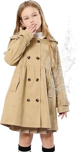 Girl's Trench Coat Hooded Waterproof rain jacket Outerwear 6-14 Years in Kuwait