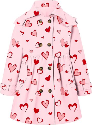 Girl's Trench Coat Hooded Waterproof rain jacket Outerwear 6-14 Years in Kuwait