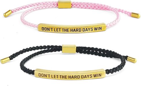 قطعتان من سوار Dont Let the Hard Days Win، سوار تحفيزي مضفر مصنوع يدويًا قابل للتعديل لأفضل صديق in Kuwait