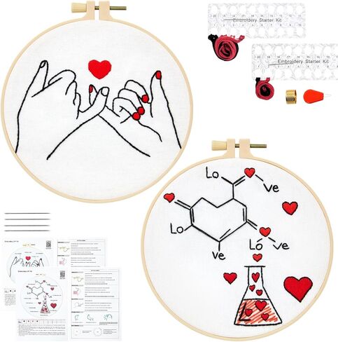 Armindou Angel Embroidery Starter Kit for Beginners Adults, Stamped Cross Stitch Kit for Adult Beginners, Hand Embroidery Needlepoint Kits, 2 Set Embroidery Supplies, 2 Hoops (Attached Video Tutorial) in Kuwait