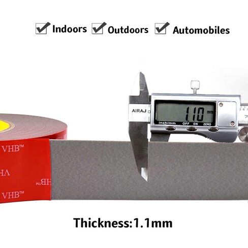 Double Sided Tape, Heavy Duty Mounting Tape, Very High Bond Waterproof Foam Tape, for LED Strip Lights, Car Decor, Home Decor and Office Decor (Gray,1 inch x 15.6Ft)， Made of 3m Tape in Kuwait