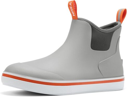 HISEA Deck Rain Boots for Men, Waterproof Fishing Rubber Boots with High Traction, Men's Ankle Saltwater Chelsea Boots for Gardening, Boating, Sailing in Saudi Arabia