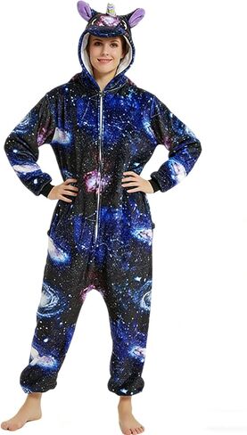 Plustrong Galaxy Unicorn Costume Onesie Adult Women Men One Piece Pajamas Halloween Costumes Cosplay in Kuwait