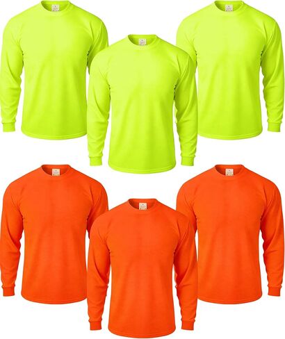 JaGely 6 Pcs Adult Long Sleeve T-Shirt Bulk Men's Sweatshirt Breathable Safety High Visibility Shirts Pullover Crewneck in Saudi Arabia