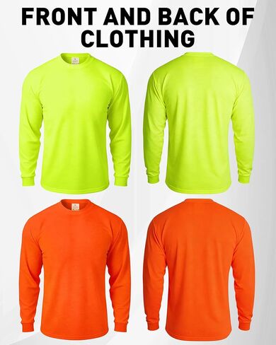 JaGely 6 Pcs Adult Long Sleeve T-Shirt Bulk Men's Sweatshirt Breathable Safety High Visibility Shirts Pullover Crewneck in Saudi Arabia