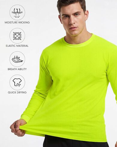 JaGely 6 Pcs Adult Long Sleeve T-Shirt Bulk Men's Sweatshirt Breathable Safety High Visibility Shirts Pullover Crewneck in Saudi Arabia