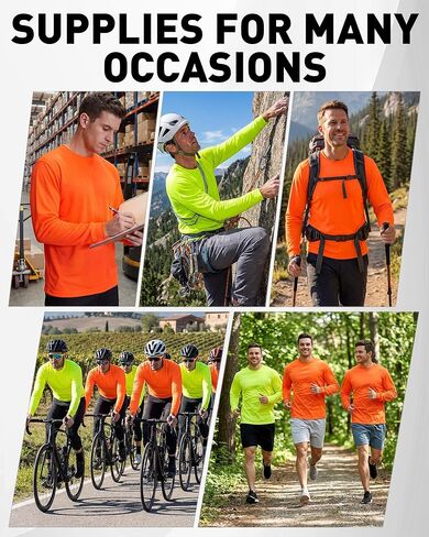 JaGely 6 Pcs Adult Long Sleeve T-Shirt Bulk Men's Sweatshirt Breathable Safety High Visibility Shirts Pullover Crewneck in Saudi Arabia