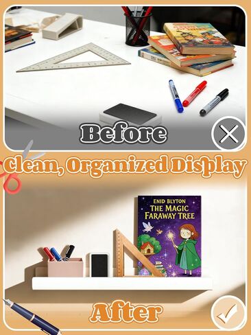 رف كتب مغناطيسي قوي للسبورة البيضاء - حامل عرض كتب أكريليك مقاس 17 بوصة للمعلمين، رف أبيض قابل لإعادة الاستخدام بدون حفر للفصل الدراسي/الخزانة/منظم الثلاجة in Kuwait