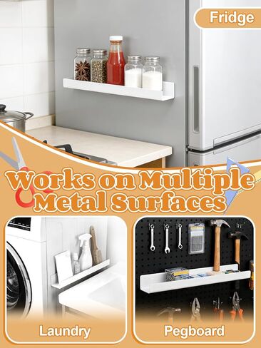 رف كتب مغناطيسي قوي للسبورة البيضاء - حامل عرض كتب أكريليك مقاس 17 بوصة للمعلمين، رف أبيض قابل لإعادة الاستخدام بدون حفر للفصل الدراسي/الخزانة/منظم الثلاجة in Kuwait