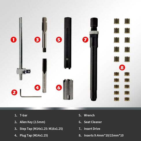 M14x1.25, 9.4 مللي متر و 15 مللي متر إدراج الكمية 20 شرارة التوصيل طقم تصليح الموضوع ، طقم تصليح الموضوع مع حقيبة للتخزين in Kuwait