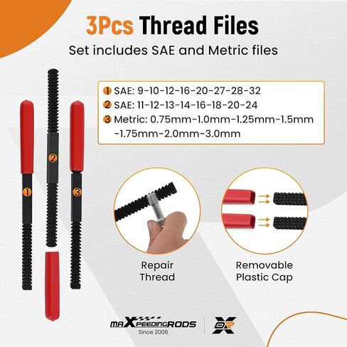 طقم استعادة الخيط 61 قطعة من maXpeedingrods، أداة إصلاح الخيط، UNC UNF ومجموعة مطارد الخيط المتري مع مقياس درجة الخيط in Kuwait