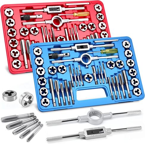 80pcs Tap and Die Set, Metric and Standard Threading Tool Kit for Cutting and Repairing Internal & External Threads, NC/NF/NPT Compatible in Saudi Arabia